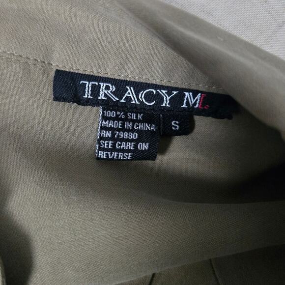 Vintage Trace M Military Green Silk Buttoned Long Sleeve Shirt size S - Picture 4 of 4